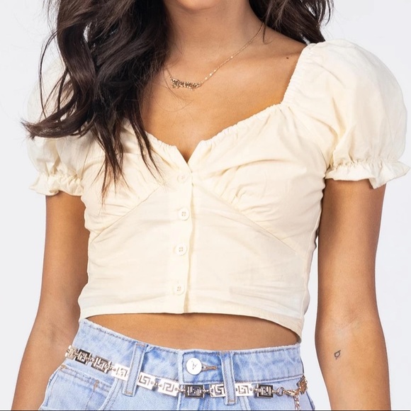 Princess Polly Tops - Princess Polly Yellow Crop Top Small